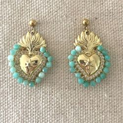Boucles d'oreilles Coeur sacré turquoise