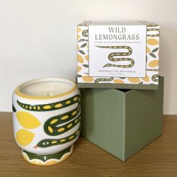 Bougie Parfumée Adopo "Serpent" peinte à la main - Citronnelle sauvage