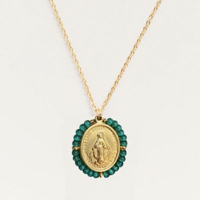 Palas Collier médaille Santa Maria en pierres semi précieuses
