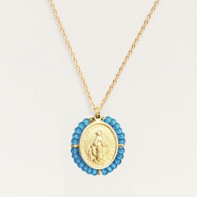 Palas Collier médaille Santa Maria en pierres semi précieuses