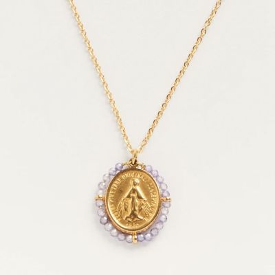 Palas Collier médaille Santa Maria en pierres semi précieuses