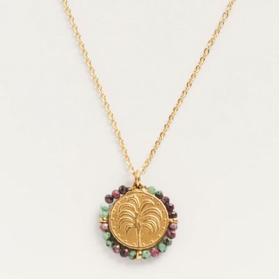 Palas Collier médaille en pierres semi précieuses