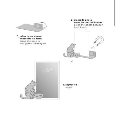 Tout Simplement - Cadre porte-photo magnétique en métal Chat