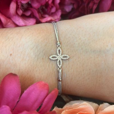 Bracelet élastique Trèfle argent