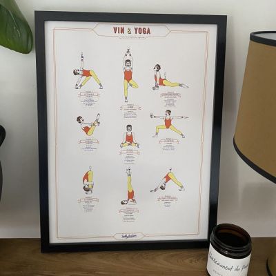 Affiche illustrées "Vin & Yoga" homme
