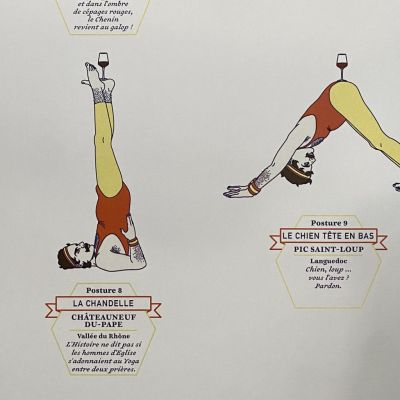 Affiche illustrées "Vin & Yoga" homme - Chateauneuf du pape