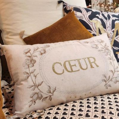Coussin Boncoeurs broderie Coeur or