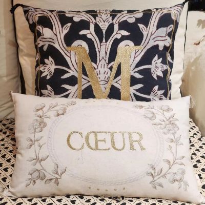 Coussin Boncoeurs broderie Coeur or