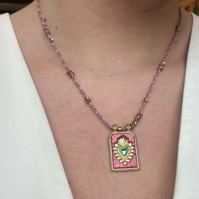 Collier scapulaire rose coeur