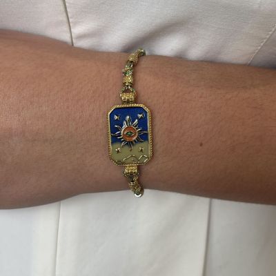 Bracelet scapulaire bleu vert soleil