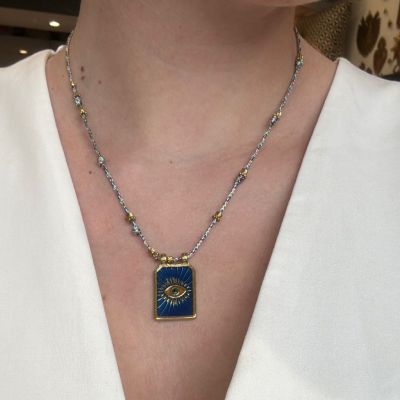 Collier scapulaire bleu oeil