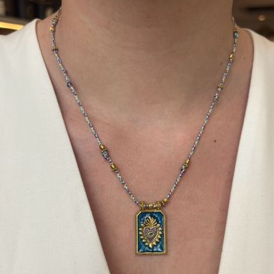 Collier scapulaire bleu coeur