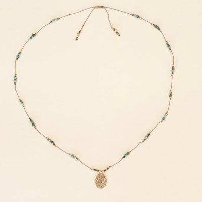 Sautoir Collier Anna Turquoise galet