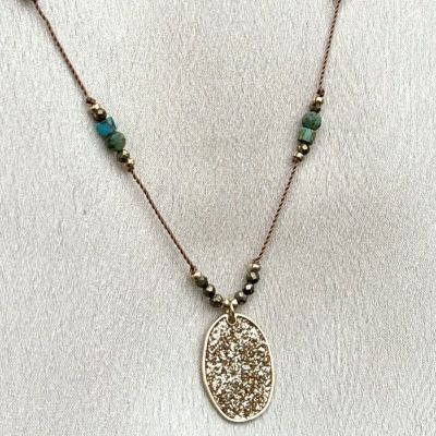 Sautoir Collier Anna Turquoise galet