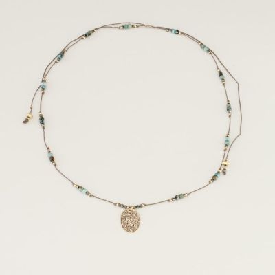 Sautoir Collier Anna Turquoise galet