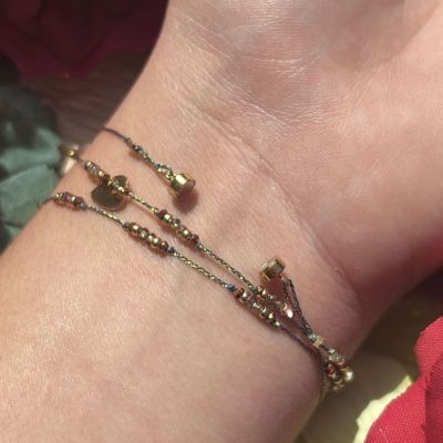 Bracelet Anna 3 tours Kaki