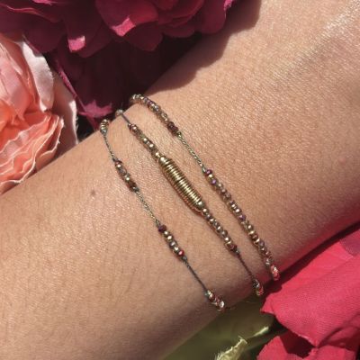 Bracelet Anna 3 tours Kaki