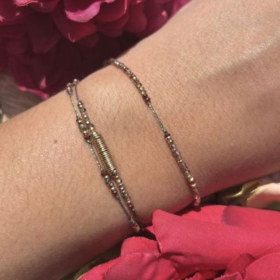 Bracelet Anna 3 tours Kaki