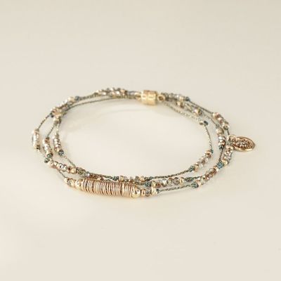Bracelet Anna 3 tours Kaki