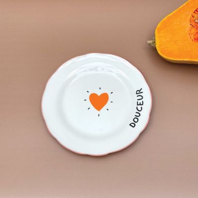 Set de 4 Assiettes dessert à message Coeur