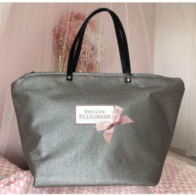 Sac a Langer - Sac Personnalisé Bébé Petite Princesse - Scintillant gris - Liste naissance