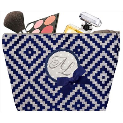 Trousse de toilette Femme - Trousse personnalisée avec vos initiales- Cadeau personnalisé - Poncho marine