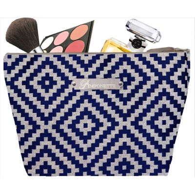 Trousse de toilette Femme - Plaque métal Pimponette- Cadeau personnalisé - Poncho marine