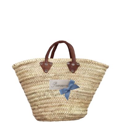 Panier osier - Petit Panier pour les courses - panier Pimponette avec Noeud bleu