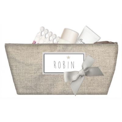 Trousse Bébé - Trousse personnalisée avec le prénom de l'enfant - Cadeau Naissance personnalisé - Lin enduit