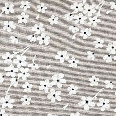 Tissu enduit - fleurs sur fond lin