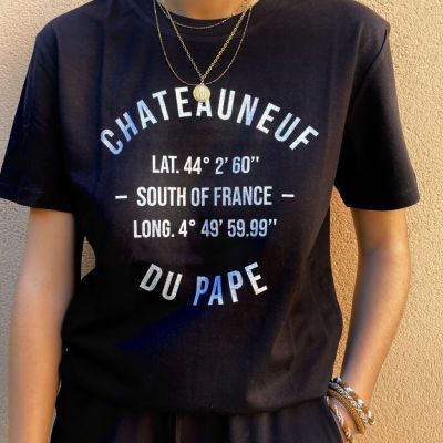 T-shirt blanc marquage vert Chateauneuf du Pape - Points GPS