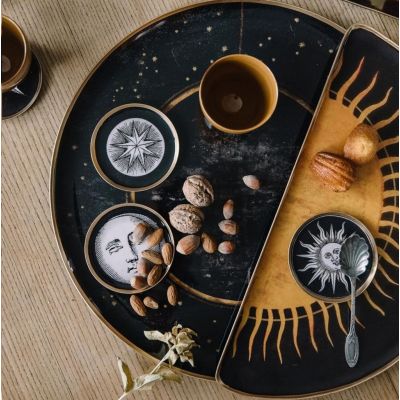 Set de 4 sous verres en aluminium émaillé Boncoeurs Astrology - bord doré à la feuille