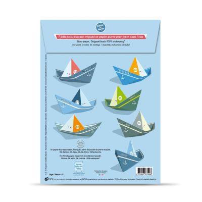 Maquettes Papier - 7 Jolis Petits Bateaux origami en papier pierre pour jouer dans l'eau 