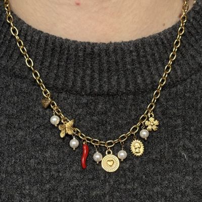 Collier pampilles et rouge