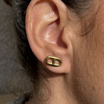 Boucles d'Oreille puces Maillon acier inoxydable or