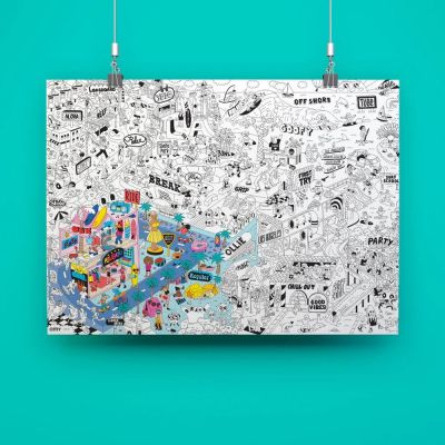 Poster géant à colorier OMY - Surf & Skate 
