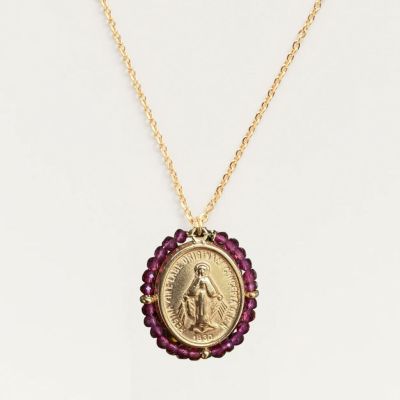 Collier médaille Santa Rita porte-bonheur / verso