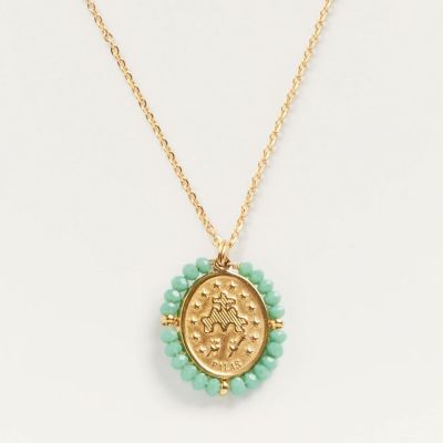 Collier médaille Palas Santa Rita porte-bonheur / verso