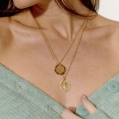 Collier médaille Palas Belamar orné de pierres