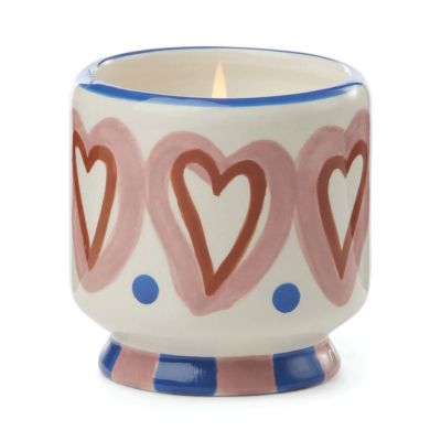 Bougie Parfumée Adopo Céramique "Coeurs" peinte à la main - Vanille et Bois de rose