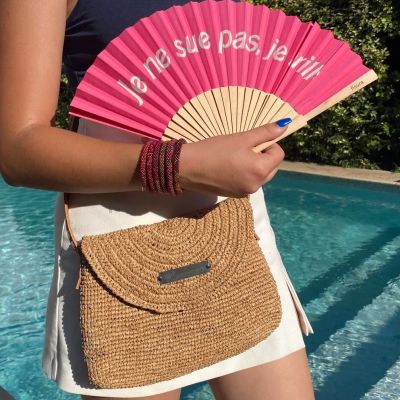 Sac Raphia à bandoulière en cuir - couleur thé