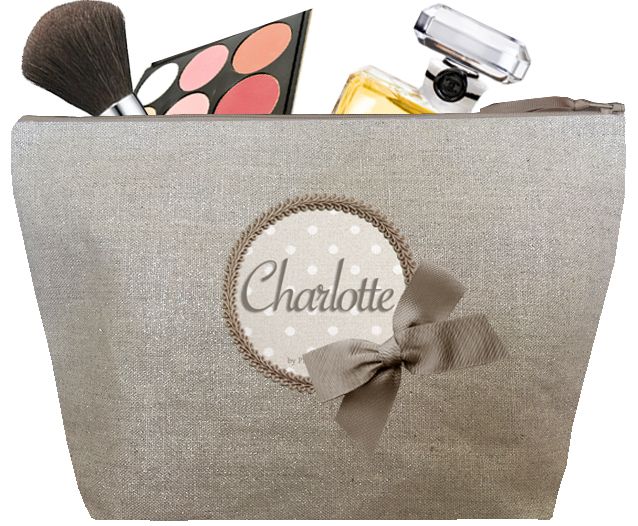 Trousse de toilette personnalisable en lin gris